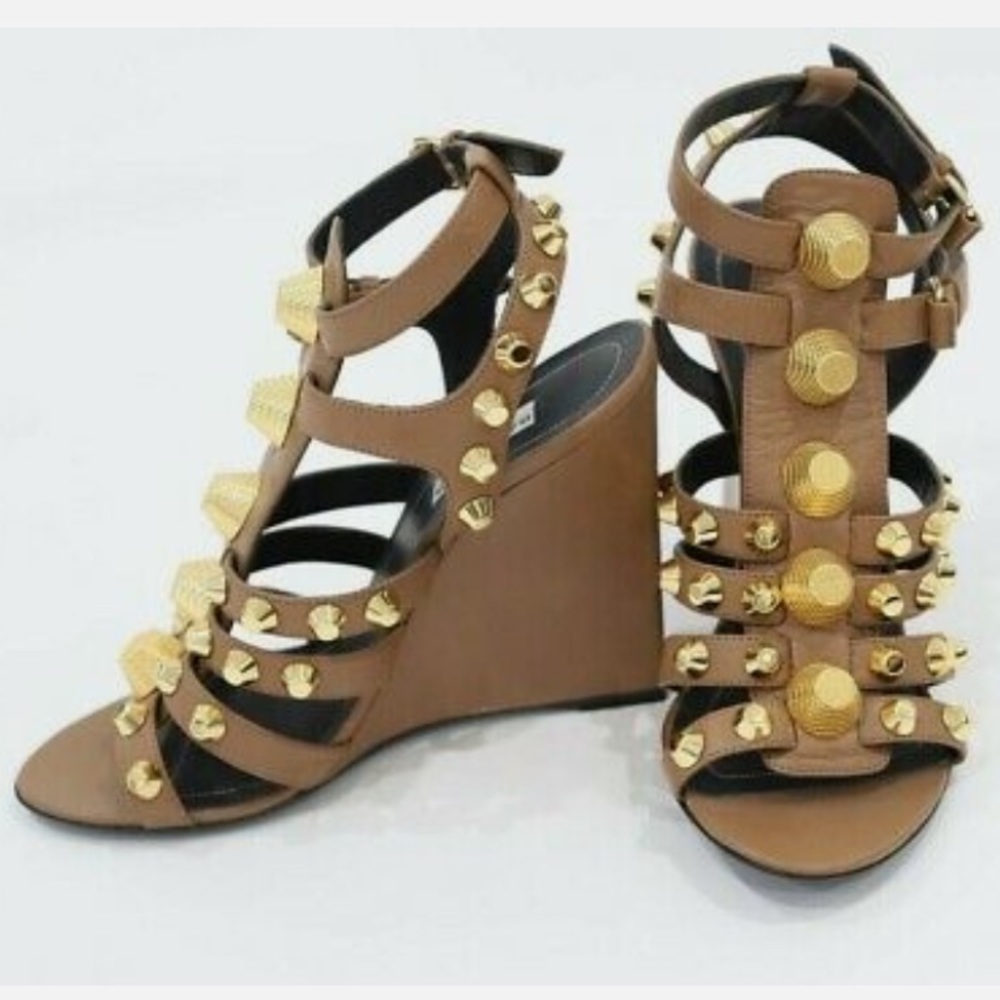 Balenciaga studded gladiator wedge heels - great condition